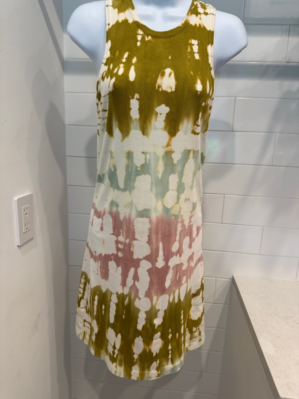 Young Fabulous & Broke Olive, Blush & Cream Tie-Dye Tank Mini Dress